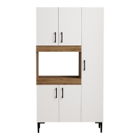 Ντουλάπα κουζίνας Defne pakoworld χρώμα λευκό-καρυδί 89x37.5x160εκ