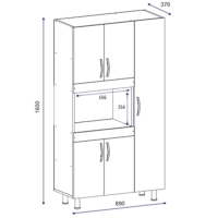 Ντουλάπα κουζίνας Defne pakoworld χρώμα λευκό-καρυδί 89x37.5x160εκ