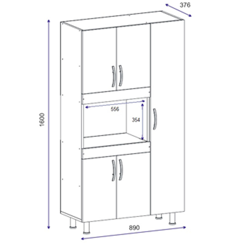 Ντουλάπα κουζίνας Defne pakoworld χρώμα λευκό-καρυδί 89x37.5x160εκ