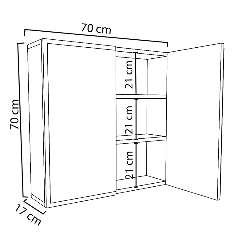 Ντουλάπι μπάνιου με καθρέπτη Poliana pakoworld λευκό 70x17x70εκ
