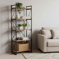 Βιβλιοθήκη Baker pakoworld καρυδί-μαύρο 66x34x180εκ Βιβλιοθήκη Baker pakoworld καρυδί-μαύρο 66x34x180εκ