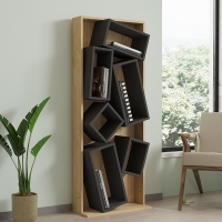 Βιβλιοθήκη Jamey pakoworld φυσικό-ανθρακί 60x24x153,6εκ Βιβλιοθήκη Jamey pakoworld φυσικό-ανθρακί 60x24x153,6εκ