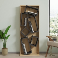 Βιβλιοθήκη Jamey pakoworld φυσικό-ανθρακί 60x24x153,6εκ Βιβλιοθήκη Jamey pakoworld φυσικό-ανθρακί 60x24x153,6εκ