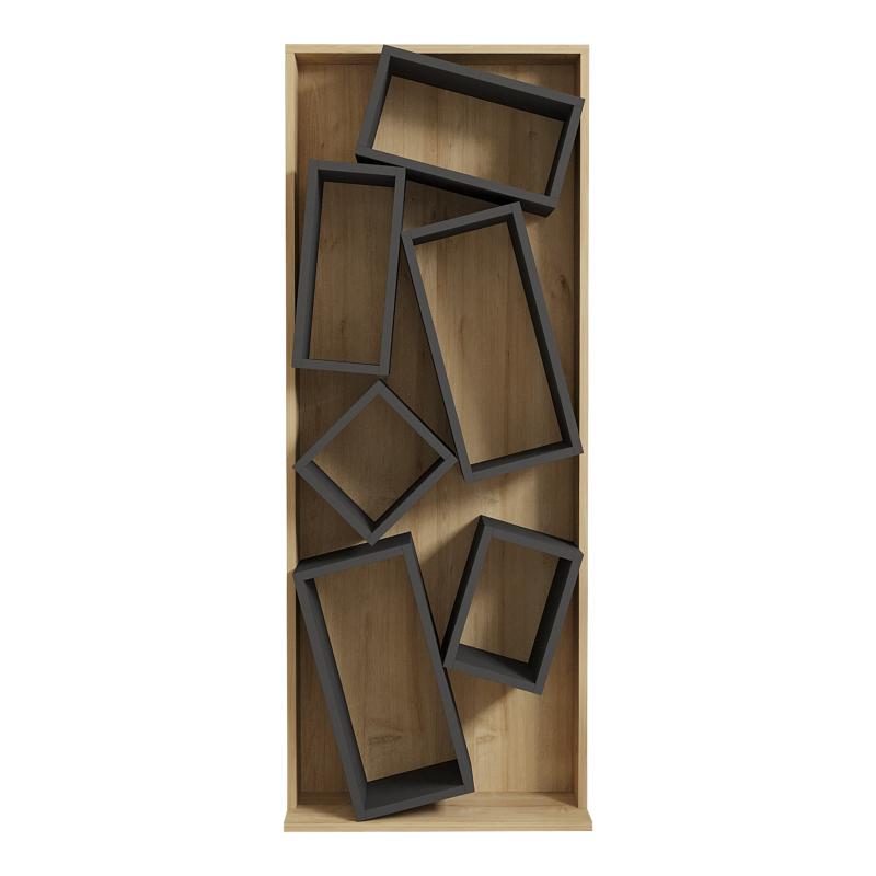 Βιβλιοθήκη Jamey pakoworld φυσικό-ανθρακί 60x24x153,6εκ Βιβλιοθήκη Jamey pakoworld φυσικό-ανθρακί 60x24x153,6εκ
