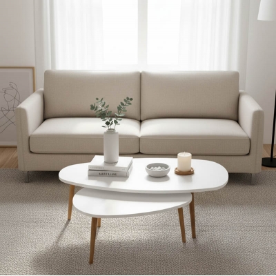 Τραπέζι σαλονιού Monty pakoworld 2 τεμ. σε απόχρωση λευκό-φυσικό 116x46x6εκ Τραπέζι σαλονιού Monty pakoworld 2 τεμ. σε απόχρωση λευκό-φυσικό 116x46x6εκ