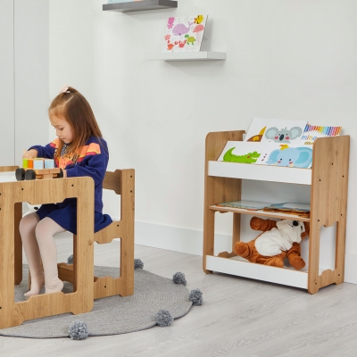 Ραφιέρα Seagull pakoworld φυσικό-λευκό mdf 57x34x70εκ