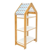 Ραφιέρα τ. Montessori Zoilen I pakoworld λευκό-φυσικό-μπλε mdf 50x30x100εκ