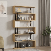 Βιβλιοθήκη Ziza pakoworld σε oak απόχρωση 90x22x162.6εκ Βιβλιοθήκη Ziza pakoworld σε oak απόχρωση 90x22x162.6εκ