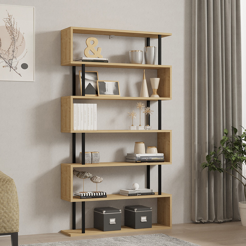 Βιβλιοθήκη Ziza pakoworld σε oak απόχρωση 90x22x162.6εκ Βιβλιοθήκη Ziza pakoworld σε oak απόχρωση 90x22x162.6εκ