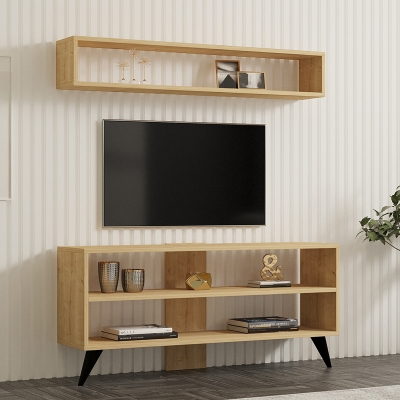 Σύνθετο σαλονιού Prestige pakoworld σε oak απόχρωση 120x29,6x50εκ Σύνθετο σαλονιού Prestige pakoworld σε oak απόχρωση 120x29,6x50εκ