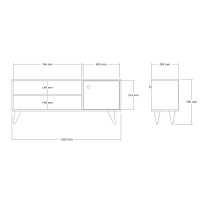 Έπιπλο τηλεόρασης Wison pakoworld σε sonoma απόχρωση 120x29x50εκ