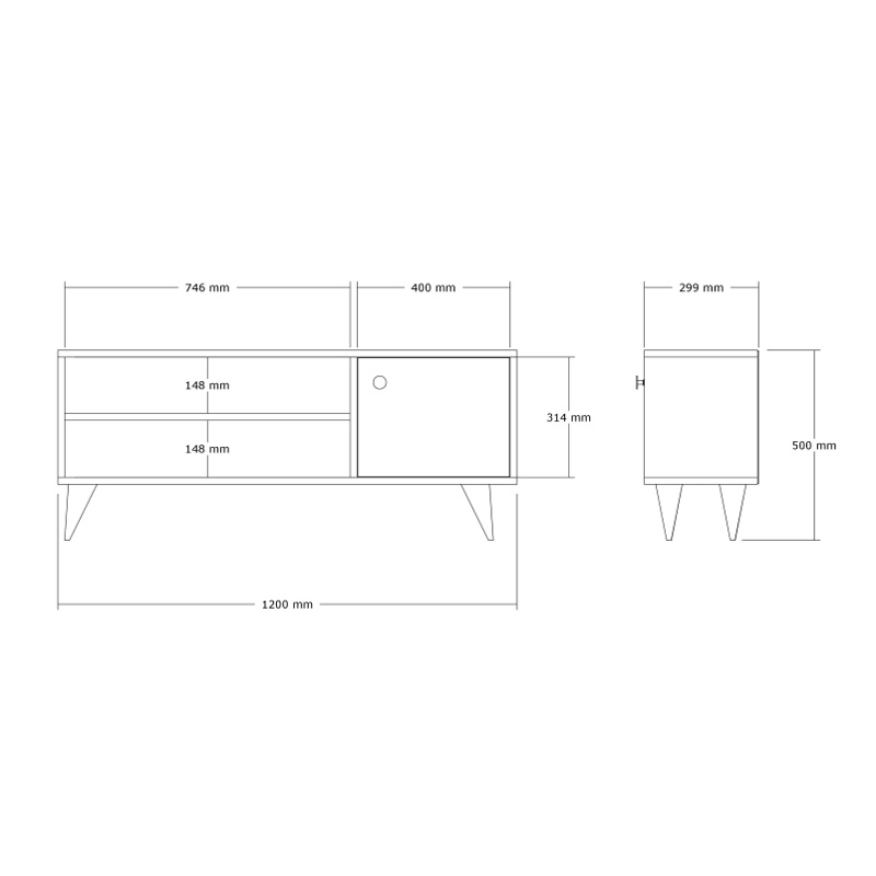 Έπιπλο τηλεόρασης Wison pakoworld σε oak απόχρωση 120x29x50εκ