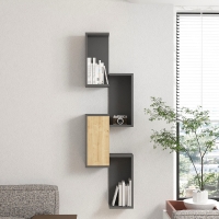 Ραφιέρα τοίχου Kongo pakoworld σε oak- ανθρακί απόχρωση 44x20x159εκ Ραφιέρα τοίχου Kongo pakoworld σε oak- ανθρακί απόχρωση 44x20x159εκ
