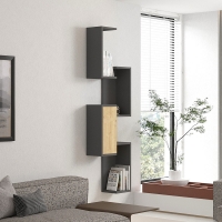 Ραφιέρα τοίχου Kongo pakoworld σε oak- ανθρακί απόχρωση 44x20x159εκ Ραφιέρα τοίχου Kongo pakoworld σε oak- ανθρακί απόχρωση 44x20x159εκ
