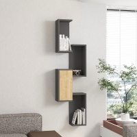 Ραφιέρα τοίχου Kongo pakoworld σε oak- ανθρακί απόχρωση 44x20x159εκ Ραφιέρα τοίχου Kongo pakoworld σε oak- ανθρακί απόχρωση 44x20x159εκ