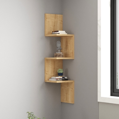 Ραφιέρα γωνιακή τοίχου Insta pakoworld σε oak απόχρωση 25x25x105,5εκ Ραφιέρα γωνιακή τοίχου Insta pakoworld σε oak απόχρωση 25x25x105,5εκ