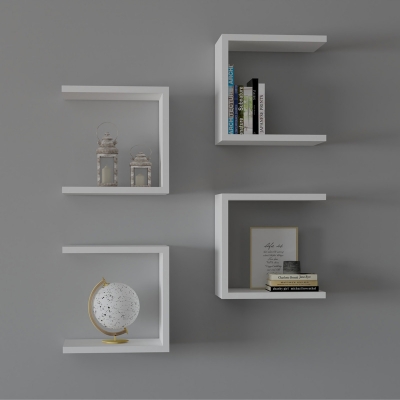 Ραφιέρα τοίχου Perari pakoworld 4τεμ.σε λευκή απόχρωση 30x19.6x30εκ