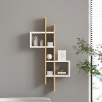 Ραφιέρα τοίχου Garel pakoworld σε oak-λευκή απόχρωση 53,8x19,6x108εκ Ραφιέρα τοίχου Garel pakoworld σε oak-λευκή απόχρωση 53,8x19,6x108εκ