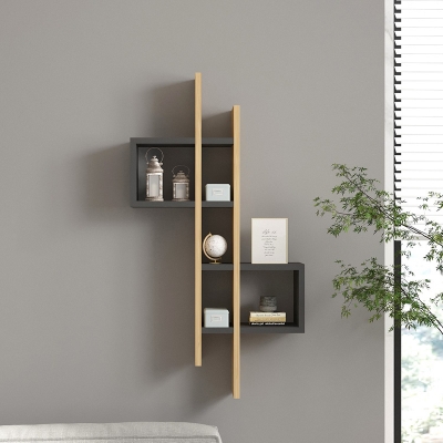 Ραφιέρα τοίχου Garel pakoworld σε oak-ανθρακί απόχρωση 53,8x19,6x108εκ Ραφιέρα τοίχου Garel pakoworld σε oak-ανθρακί απόχρωση 53,8x19,6x108εκ
