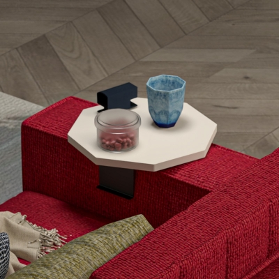 Βοηθητικό τραπεζάκι Linea pakoworld σε απόχρωση κρέμα με μαύρα μεταλλικά πόδια Φ34x10εκ