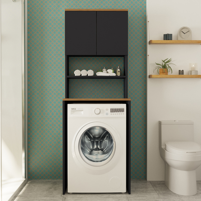 Έπιπλο πλυντηρίου Rano pakoworld ανθρακί-sonoma 65x60x184εκ Έπιπλο πλυντηρίου Rano pakoworld ανθρακί-sonoma 65x60x184εκ