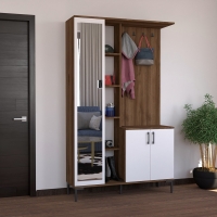 Έπιπλο εισόδου Melena pakoworld με καθρέπτη-κρεμάστρα λευκό-καρυδί 120x37.5x199εκ Έπιπλο εισόδου Melena pakoworld με καθρέπτη-κρεμάστρα λευκό-καρυδί 120x37.5x199εκ