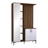 Έπιπλο εισόδου Melena pakoworld με καθρέπτη-κρεμάστρα λευκό-καρυδί 120x37.5x199εκ Έπιπλο εισόδου Melena pakoworld με καθρέπτη-κρεμάστρα λευκό-καρυδί 120x37.5x199εκ