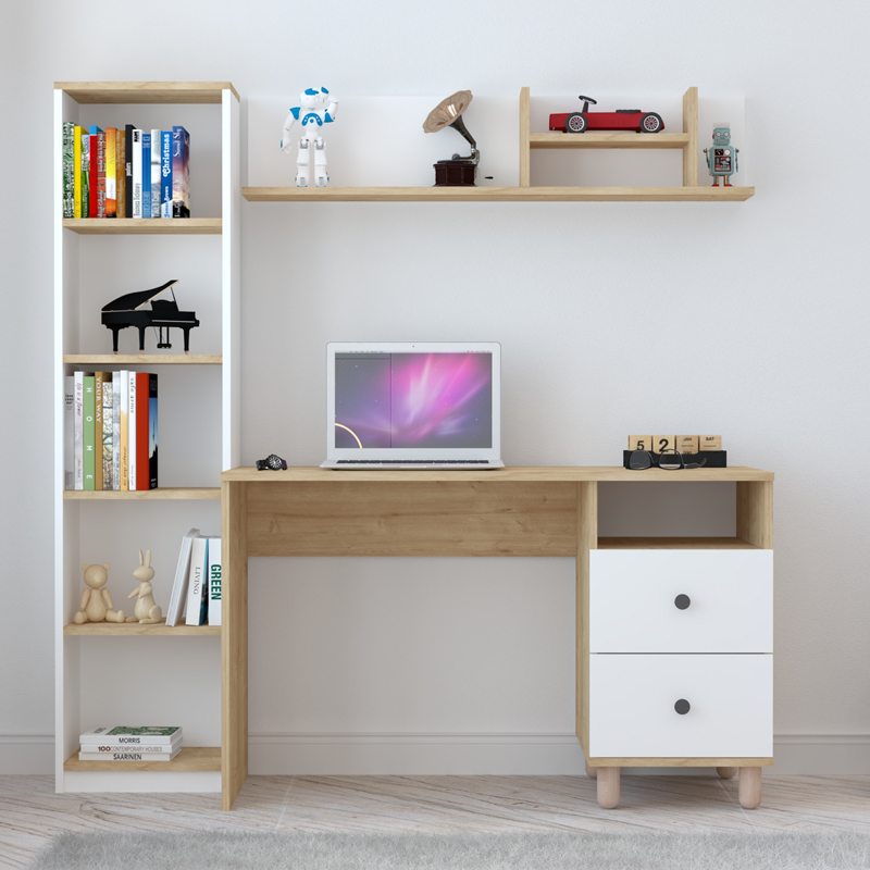 Σύνθεση γραφείου Kontor pakoworld sonoma-λευκό 160x50x162εκ