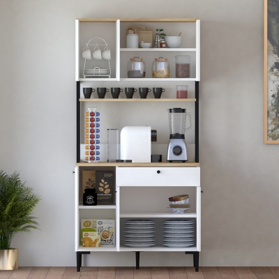 Ντουλάπια κουζίνας Lenner pakoworld λευκό-sonoma 90x45x184εκ Ντουλάπια κουζίνας Lenner pakoworld λευκό-sonoma 90x45x184εκ