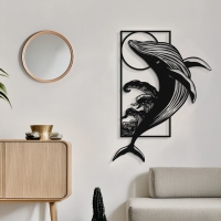 Διακοσμητικό τοίχου Whale pakooworld μαύρο μεταλλικό 38x1,5x50εκ