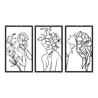 Διακοσμητικό τοίχου Witho pakooworld σετ 3τεμ μαύρο μεταλλικό 30x1,5x50εκ