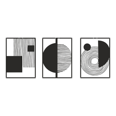 Διακοσμητικό τοίχου Harimia pakooworld σετ 3τεμ μαύρο μεταλλικό 37x1,5x50εκ