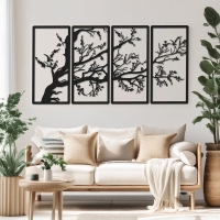 Διακοσμητικό τοίχου Zenta pakooworld σετ 4τεμ μαύρο μεταλλικό 20x1,5x50εκ