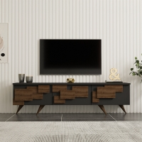 Έπιπλο τηλεόρασης Trida pakoworld καρυδί με ανθρακί 160x35x45εκ
