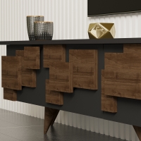 Έπιπλο τηλεόρασης Trida pakoworld καρυδί με ανθρακί 160x35x45εκ