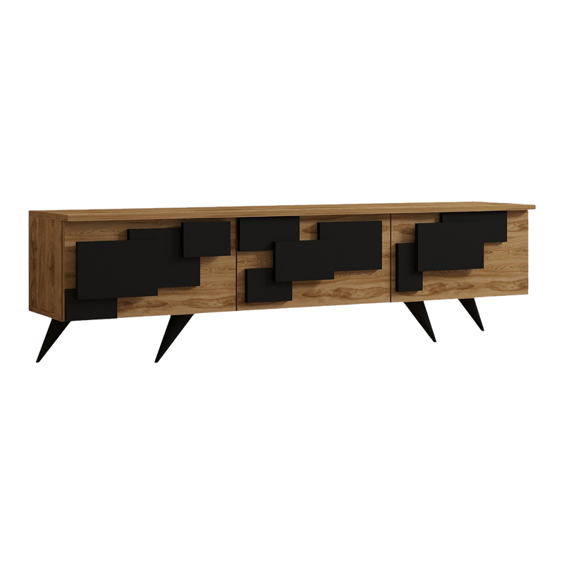 Έπιπλο τηλεόρασης Trida pakoworld oak με μαύρο 160x35x45εκ Έπιπλο τηλεόρασης Trida pakoworld oak με μαύρο 160x35x45εκ