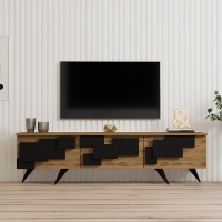 Έπιπλο τηλεόρασης Trida pakoworld oak με μαύρο 160x35x45εκ Έπιπλο τηλεόρασης Trida pakoworld oak με μαύρο 160x35x45εκ