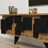 Έπιπλο τηλεόρασης Trida pakoworld oak με μαύρο 160x35x45εκ Έπιπλο τηλεόρασης Trida pakoworld oak με μαύρο 160x35x45εκ