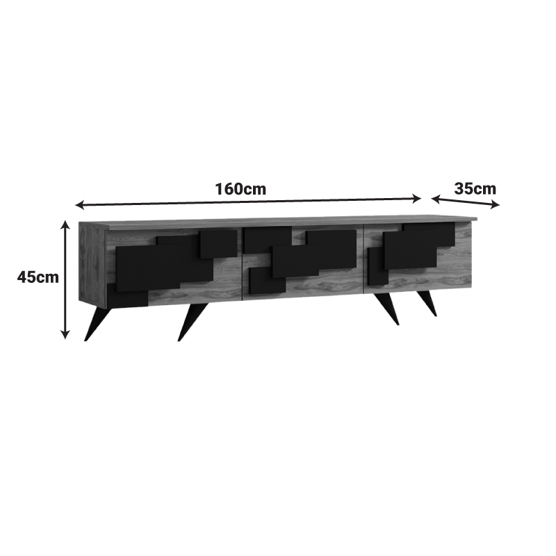 Έπιπλο τηλεόρασης Trida pakoworld oak με μαύρο 160x35x45εκ Έπιπλο τηλεόρασης Trida pakoworld oak με μαύρο 160x35x45εκ