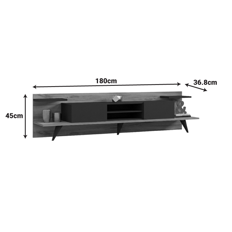 Έπιπλο τηλεόρασης Astry pakoworld καρυδί με ανθρακί 180x36,8x45εκ Έπιπλο τηλεόρασης Astry pakoworld καρυδί με ανθρακί 180x36,8x45εκ