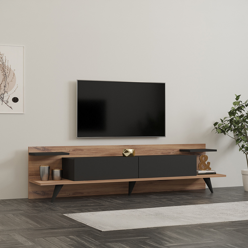 Έπιπλο τηλεόρασης Astry pakoworld καρυδί με ανθρακί 180x36,8x45εκ Έπιπλο τηλεόρασης Astry pakoworld καρυδί με ανθρακί 180x36,8x45εκ