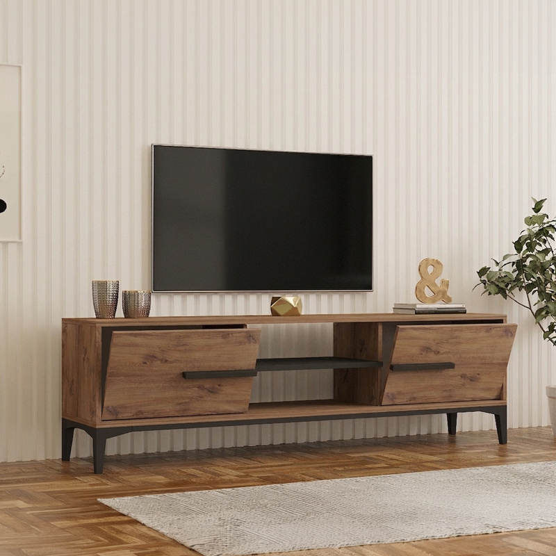 Έπιπλο τηλεόρασης Eslem pakoworld oak με ανθρακί 160x34,6x48,1εκ Έπιπλο τηλεόρασης Eslem pakoworld oak με ανθρακί 160x34,6x48,1εκ