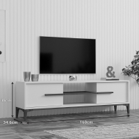 Έπιπλο τηλεόρασης Eslem pakoworld λευκό με καρυδί 160x34,6x48,1εκ Έπιπλο τηλεόρασης Eslem pakoworld λευκό με καρυδί 160x34,6x48,1εκ