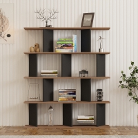 Βιβλιοθήκη Ratu pakoworld ανθρακί με oak 120x24,6x141εκ