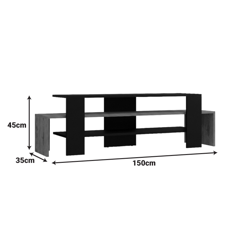 Έπιπλο τηλεόρασης Lenour pakoworld sonoma με μαύρο 150x35x45εκ Έπιπλο τηλεόρασης Lenour pakoworld sonoma με μαύρο 150x35x45εκ