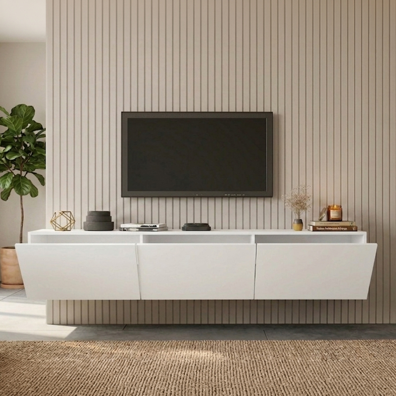 Έπιπλο τηλεόρασης επιτοίχιο Felita pakoworld λευκό 150x31,4x30εκ Έπιπλο τηλεόρασης επιτοίχιο Felita pakoworld λευκό 150x31,4x30εκ