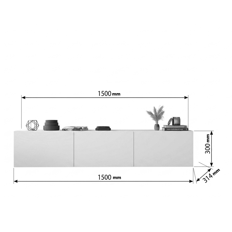 Έπιπλο τηλεόρασης επιτοίχιο Felita pakoworld λευκό 150x31,4x30εκ Έπιπλο τηλεόρασης επιτοίχιο Felita pakoworld λευκό 150x31,4x30εκ