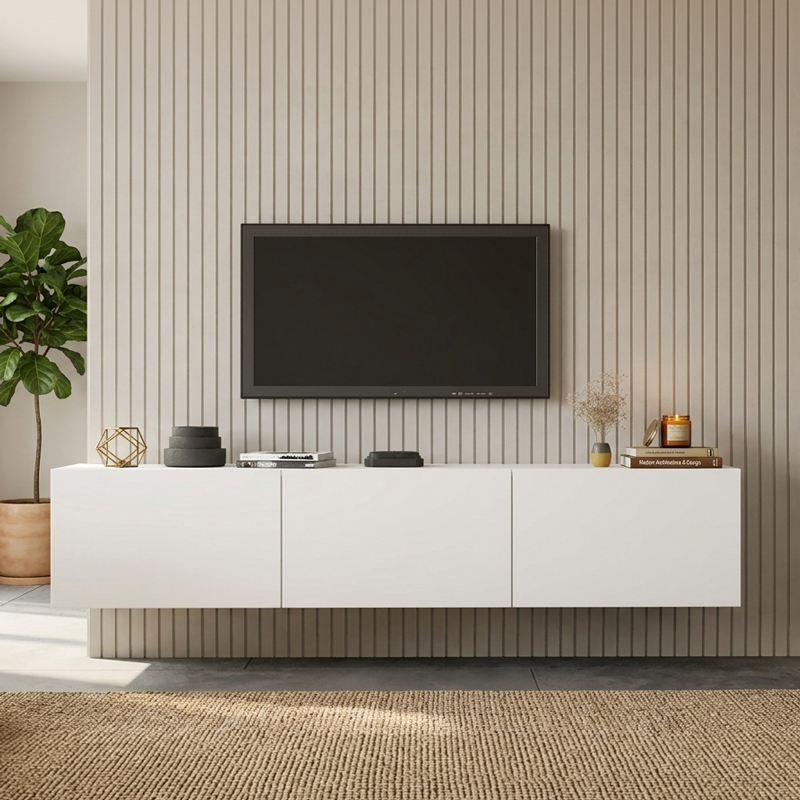 Έπιπλο τηλεόρασης επιτοίχιο Felita pakoworld λευκό 150x31,4x30εκ Έπιπλο τηλεόρασης επιτοίχιο Felita pakoworld λευκό 150x31,4x30εκ