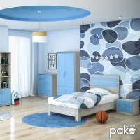 Κρεβάτι παιδικό Looney pakoworld σε χρώμα castillo-μπλε 100x200εκ Κρεβάτι παιδικό Looney pakoworld σε χρώμα castillo-μπλε 100x200εκ