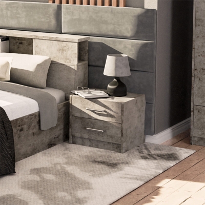 Κομοδίνο OLYMPUS pakoworld με 2 συρτάρια χρώμα antique ανθρακί 47.5x40.5x40.5εκ Κομοδίνο OLYMPUS pakoworld με 2 συρτάρια χρώμα antique ανθρακί 47.5x40.5x40.5εκ